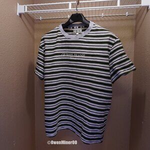 Guess Jeans USA Striped Gray & Green T-Shirt - Size XL, Embroidered